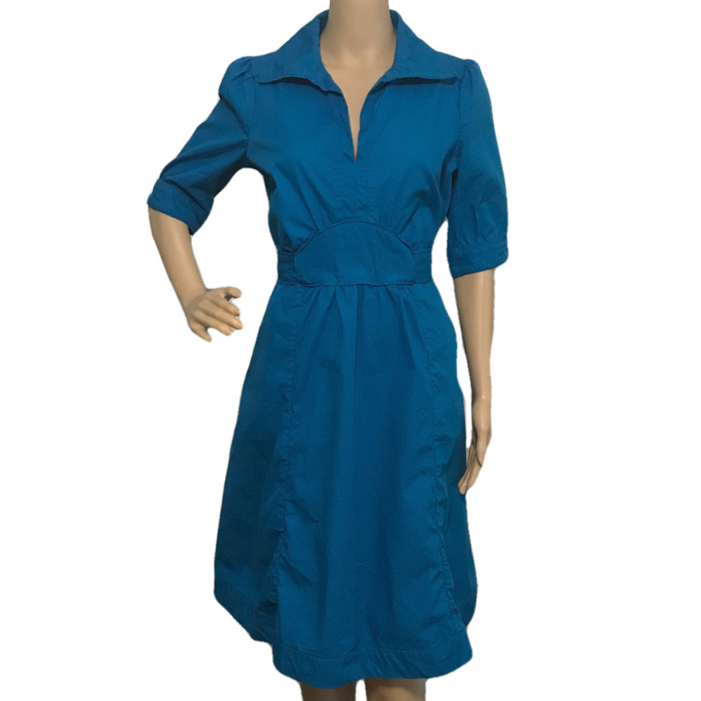 SOUNDGIRL Retro Cotton Tie Back Dress Blue 6